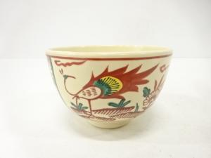 貴山造　赤絵　花鳥　茶碗